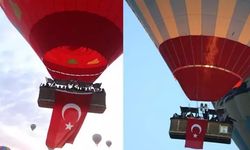 Kapadokya'da balonlar, Türk bayraklarıyla havalandı